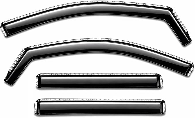 2019-2026 in-Channel Rain Guards for Dodge Ram 1500 Side Window Visor Deflectors Crew Cab Only Tinted Vent Shade Protectors 2020 2021 2022 2023 2024 2025
