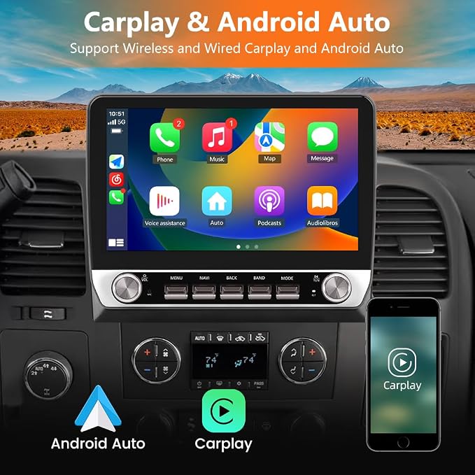 4Core 64GB ROM Car Radio Stereo for Chevy Chevrolet Silverado 2007-2013 Tahoe Equinox GMC Sierra Yukon with Android 13 CarPlay Android Auto Bluetooth FM/AM Backup Camera