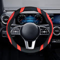 Car Steering Wheel Cover, 15 Inch Leather Anti-Slip Breathable Automotive Steering Wheel Protector, Universal Heat Resistant Vehicle Interior Accessories Cars, SUVs, Trucks(Red)