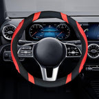 Car Steering Wheel Cover, 15 Inch Leather Anti-Slip Breathable Automotive Steering Wheel Protector, Universal Heat Resistant Vehicle Interior Accessories Cars, SUVs, Trucks(Red)