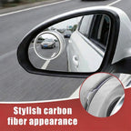 2PCS Car Blind Spot Mirror with Suction Cup, 360°Adjustable HD Glass Automotive Rear View Mirror, Universal Carbon Fiber Wide-Angle Side Mirrors for Cars, SUVs, Trucks(White)