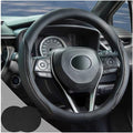 Black Steering Wheel Cover with Coasters Leather Universal 15 inch | Carbon Fiber Car Steering Wheel Covers Microfiber Breathable Anti-Slip Steering Wheel Accessories Set
