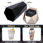 Car Trash Can, Car Trash Bin with Lid, Car Accessories for Women Interior, Car Garbage Can with Additional 2 ABS Hooks and 60pcs Trash Bags, Suitable for Home, Office, Car Organizer, Gold
