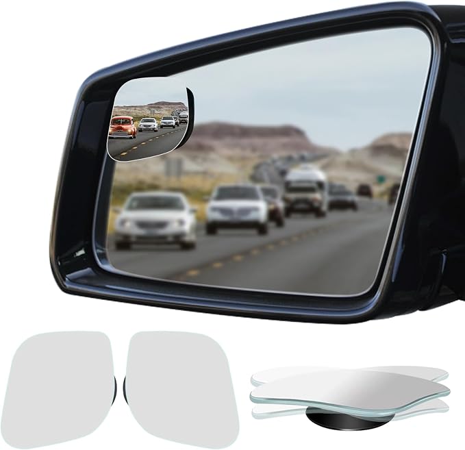 Blind Spot Mirror, HD Glass Frameless Stick on Convex Wide Angle Rearview Blindspot Car Mirror for Car Side Mirror Blind Spot (Rhombus, Pack of 2)