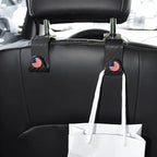 4PCS Car Seat Headrest Hooks, Auto Back Seat Hanger Holder, Durable Stylish Vehicle Organizer Universal Car Interior Accessories, Storage Hooks for Purses, Bags, Clothes, Coats (Carbon Fiber/Red Flag)