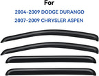 Window Visors Rain Guards Shield for 2004-2009 Dodge Durango, Out-Channel Window Vent Wind Deflectors Visors Shades for 2007-2009 Chrysler Aspen