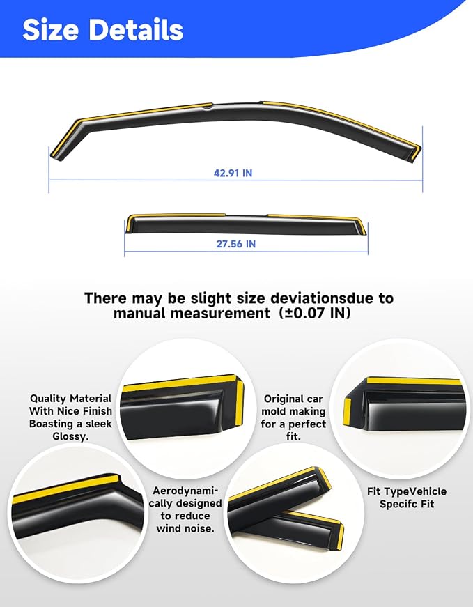 in-Channel Rain Guards Fit for Nissan Rogue 2021 2022 2023 2024 2025 Window Rain Guards Visors Vent Visors Window Deflector Vent Shades Car Accessories -4 pcs