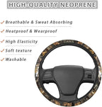 Wolf Camo Hunting Forest Car Steering Wheel Cover 15 Inch, Soft Stretch Anti-Slip Washable Car Accessory Decor Universal Fit for Sedan SUV Truck