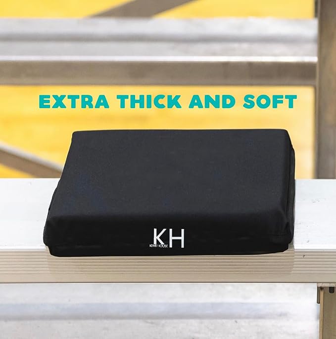 Black Thick Stadium Seat Cushion, Portable Seat Pad for Kayak, Canoe, Boat, Bleacher & Indoor Outdoor Use