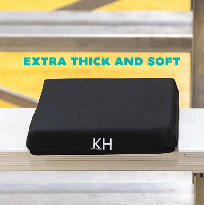 Black Thick Stadium Seat Cushion, Portable Seat Pad for Kayak, Canoe, Boat, Bleacher & Indoor Outdoor Use