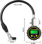Digital Tire Pressure Gauge, Tire Pressure Gauge with Flexible Hose and Angled Chuck, Tire Pressure Gauge for Cars,Air Pressure Gauge - Professional Accuracy - 200 PSI