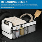 Car Trunk Organizer, Car Organizers and Storage, Large Capacity Vehicle Storage Bag with 6 Pockets, Auto Accessories Foldable & Portable Cargo Organizers for SUV Minivan Truck (White)