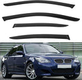 4pcs Front+Rear Smoke Tint Sun/Rain Guard Outside Mount Tape-On Vent Window Visors Compatible with 04-10 BMW E60 5-Series 4-Door Sedan M5 525 528 530 535 545 550 i xdrive xi