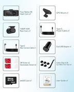 PERNIS 4K Dash Cam Front and Rear, STARVIS Sensor, Free Card Included, 2.4GHz WiFi Dual Dash Camera for Cars, Built-in GPS, Night Vision, G-Sensor, Emergency Lock, 3.16'' IPS, Parking Mode(DS315)