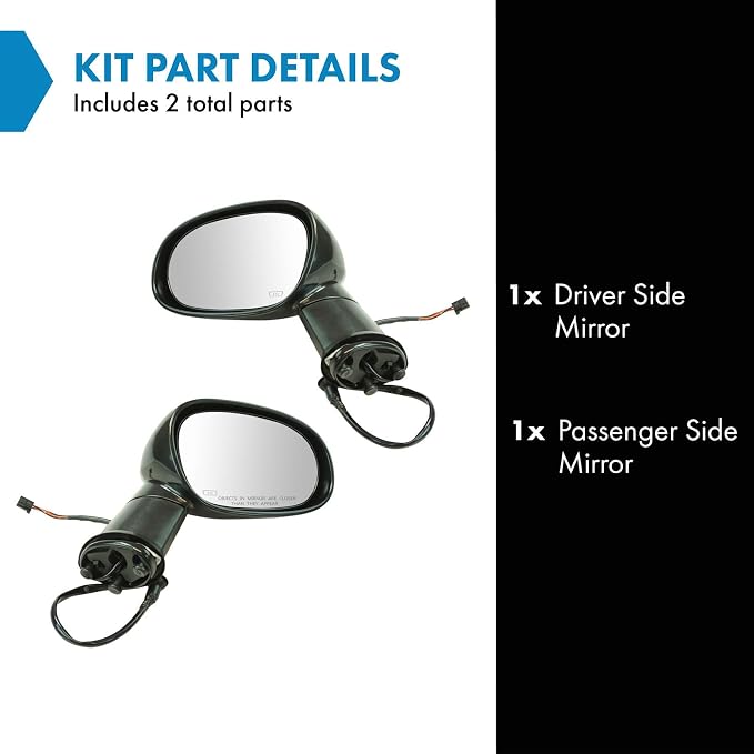 2 Piece Driver and Passenger Side Mirror Assembly Set Electric Adjustment Heated No Memory Black Compatible with 2015-2019 Dodge Challenger CH1320396 CH1321396