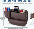 Car Seat Gap Filler Organizer with Cup Holder, Premium Leather Seat Gap Filler, Anti-Drop Car Seat Gap Organizer for Phone, Keys & Wallet, Universal Front Seat Console Organizer for Car, SUV & Truck