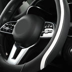 Car Steering Wheel Cover, Leather Steering Wheel Cover White Universal 14.5-15 Inch Microfiber Leather Anti-Slip Breathable Auto Steering Wheel Covers for Men Women(Black & White)