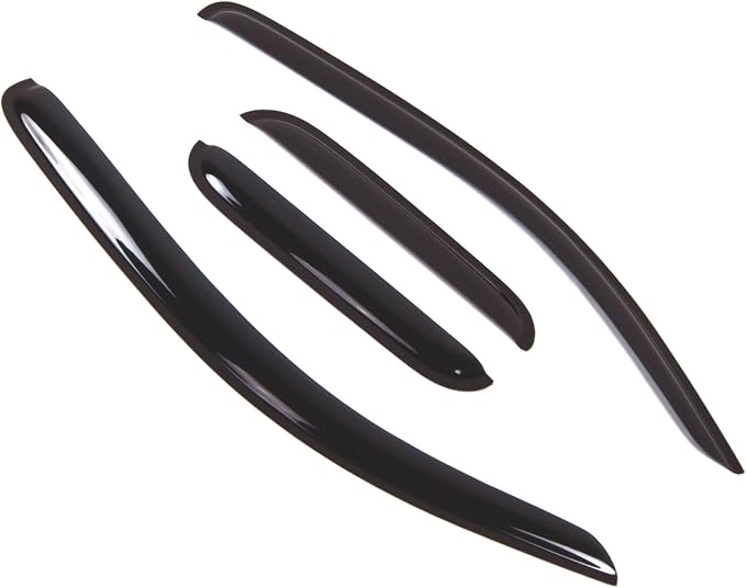 WD2-449 Dark Smoke 4 Pcs Set Window Visor (Outside Mount) Deflector Rain Guard Compatible with 2005-2015 Toyota Tacoma Extended Cab