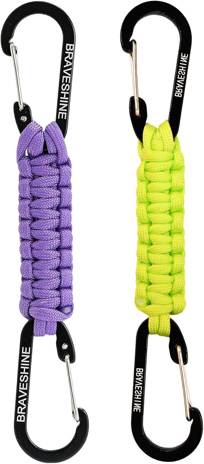 Paracord Keychain Carabiner Clip, D Ring Lanyard Hanger Stroller Hook for Water Bottle, Key, Backpacks, Men, Women