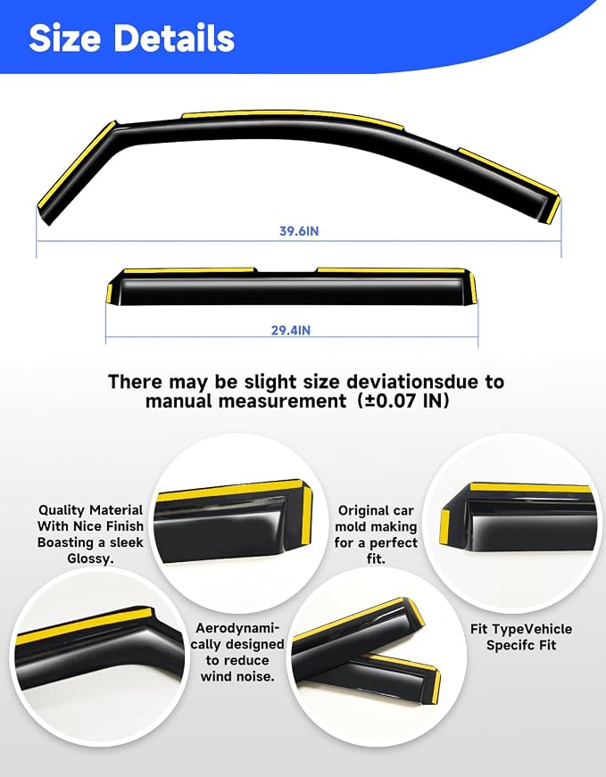in-Channel Window Rain Guards Fit for Chevy Silverado/GMC Sierra 1500 2019-2026 Crew Cab, Extra Durable Window Visors Vent Visors Window Deflector Vent Shades Car Accessories -4 pcs