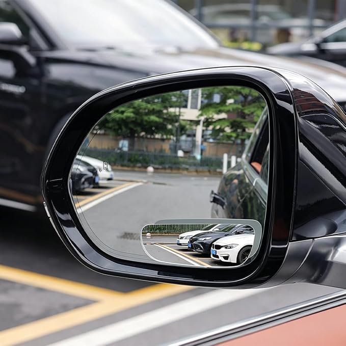 2PCS Car Blind Spot Mirror, Wide Angle HD Glass Rectangle Convex Frameless Side Blindspot Mirror with Adjustable Stick, Auto Exterior Rear View for Wide Angle, Universal for Vehicles (A)