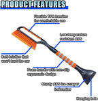 26.4" Ice Scraper and Snow Brush for Car Windshield, 2 in 1 Winter Detachable Window Deicer with Foam Grip, Snow and Ice Removal Tool Accessories for Car, SUV, Truck (Orange)