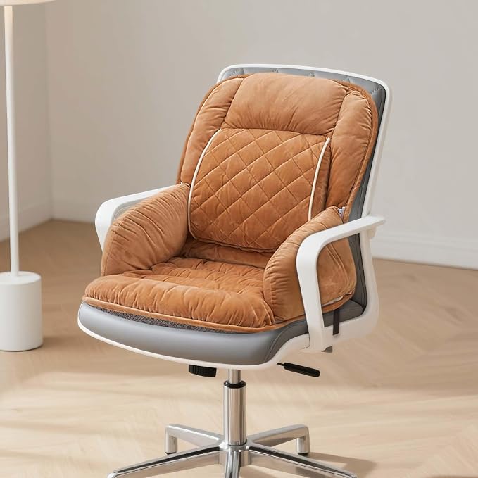 Office Heated Seat Cushion for Desk Chair,Upgraded Lumbar Support Seat for Cushions for Dorm Desk Chair with Back, USB Interface, 3-Speed Temperature Control (Coffee)