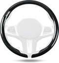 Car Steering Wheel Cover Carbon Fiber, Ultra-Thin Car Steering Wheel Cover,Comfortable & Breathable Microfiber,Universal Fit for Most Cars, Bright Black