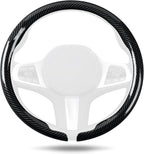 Car Steering Wheel Cover Carbon Fiber, Ultra-Thin Car Steering Wheel Cover,Comfortable & Breathable Microfiber,Universal Fit for Most Cars, Bright Black