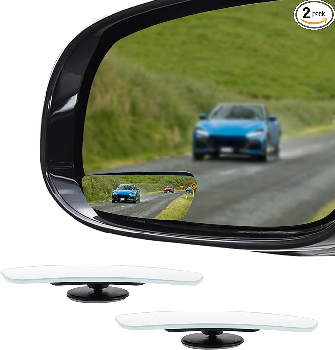 2PCS Blind Spot Convex Car Mirror, Side Mirror Blindspot, Rear View Mirrors with Wide Angle Adjustable Stick, Universal Car Blindspot Mirrors Exterior Accessories for Cars (Strip, 2PCS)