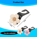 2PCS Car Seat Headrest Hook, Cute Flower Vehicle Backseat Purse Handbag Storage Hanger, Floral Auto Seat Back Holder Hook for Coat Umbrella Grocery, Universal for Vehicles (Beige/Pink)