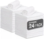 Microfiber Cleaning Cloth, 24 Pack Reusable Microfiber Towels for Cars Lint Free Cleaning Shop Towel Rags for Home Kitchen Automotive Bar Mechanic Restaurant Garage, 11"x 12", White