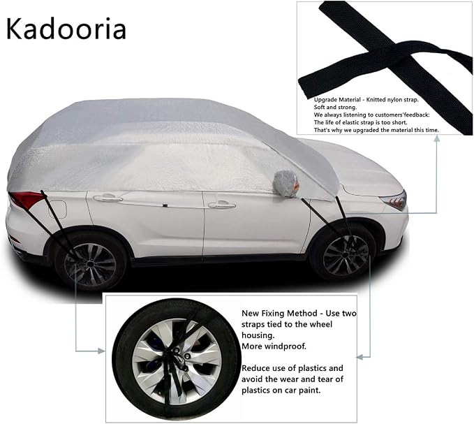 Safe View Half Car Cover Top Waterproof/Windproof/Dustproof/Windshield Cover Snow Winter Summer (SUV YM)