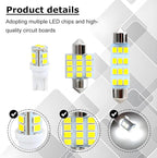 24PCS LED Interior Car Lights, T10 31mm 41mm Dome Bulb Kit, White | 194 168 2825 DE3175 578 sockets, alloy PCB, output for map trunk license tag, plug in, automotive accessories