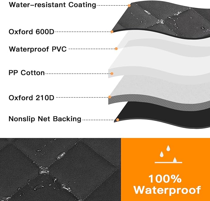 Dog Car Seat Cover XL, Heavy Duty Dog Seat Cover for Back Seat, 100% Waterproof Nonslip Hammock for Car with Side Flap, Scratch Proof Pet Back Seat Covers