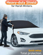 Car Snow Cover Compatible for Ford Fusion | Windshield Cover for Ice and Snow with S-Hook Straps | Heavy-Duty 600D Oxford Winter Car Cover, Waterproof & Anti-Slip
