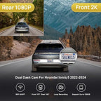 Front 2K+Rear 1080P Dash Cam Adapts for Hyundai IONIQ 5 2022-2024 (6 Vents) SE Standard Range SEL Limited, OEM Look, Dual HD Video, WiFi & APP, Loop Recording, G-Sensor, Easy to Use, 64GB Card