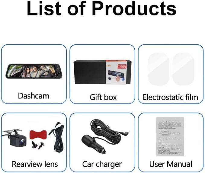 Three Recording Camera: 4K+2K+2K HD Car Dash Cam with Voice Control, Wi-Fi Rearview Camera, WDR Night Vision, G-Type Sensor, 24H Parking Monitoring & ABS