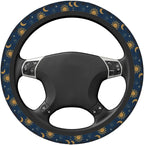 Elastic Stars Sun Moon Navy Boho Car Steering Wheel Cover Protector Upgrade Thicken,Durable Soft Car Accessories for Diverse Cars Truck SUV for Men Women Universal 15 Inch