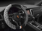 HAOKAY Luxury Fluffy Steering Wheel Cover for Men Women,Soft Warm Short Plush Steering Wheel Cover Gray Fuzzy with Universal 14.5-15 Inch