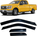 Side Window Visors rain Guards Vent Deflectors for 2015-2025 Ford F150 Super Cab 2017-2025 F250/350 Super Duty SuperCab Rain Guards Sun Shade Dark Smoke 4PCS