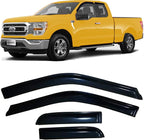 Side Window Visors rain Guards Vent Deflectors for 2015-2025 Ford F150 Super Cab 2017-2025 F250/350 Super Duty SuperCab Rain Guards Sun Shade Dark Smoke 4PCS
