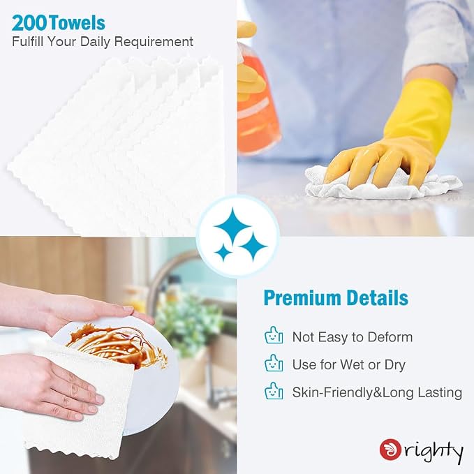 Orighty Microfiber Cleaning Cloth, 200 Pack Microfiber Towels for Cars, Multi-Purpose Shop Towels Cleaning Rags Bulk for Car, Home, Kitchen, 11.5’’ x 11.5’’, White