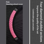 Microfiber Leather Steering Wheel Cover with Anti-Slip Lining Universal Car Accessory for Steering Wheel with a Diameter of 14.5-15 inch (Pink)