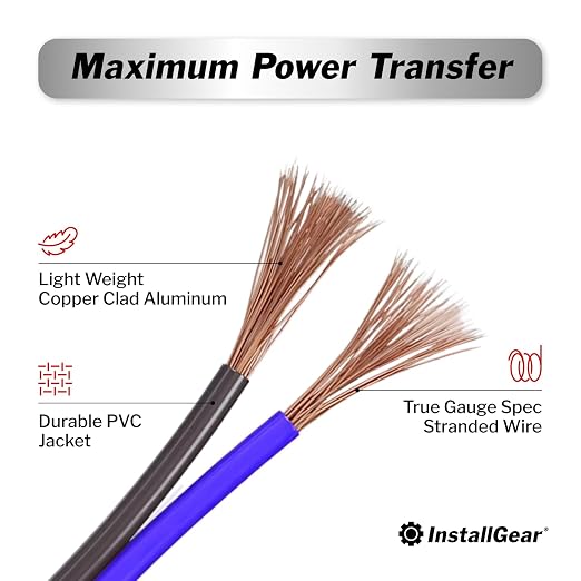 4 Gauge Wire (50ft) Copper Clad Aluminum CAA - Primary Automotive Wire, Car Amplifier Power and Ground Cable, Battery Cable, Car Audio Speaker Stereo, RV Trailer Wiring Welding Cable 4ga