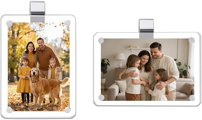 2 Pack Magnetic Car Visor Photo Holder – Personalized Acrylic Clip for Family, Pets, Travel Pictures – Easy Snap-On Car Accessory for Sun Visor (2 Pack, 2.4''x3.5'')