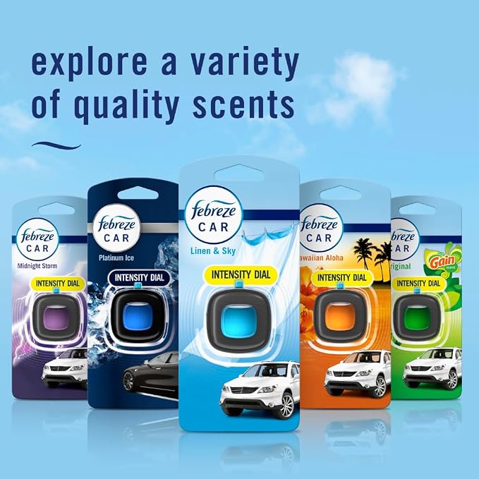 Car Air Freshener, Odor-Fighting Automotive Vent Clip, Linen & Sky Scent, 3 Count