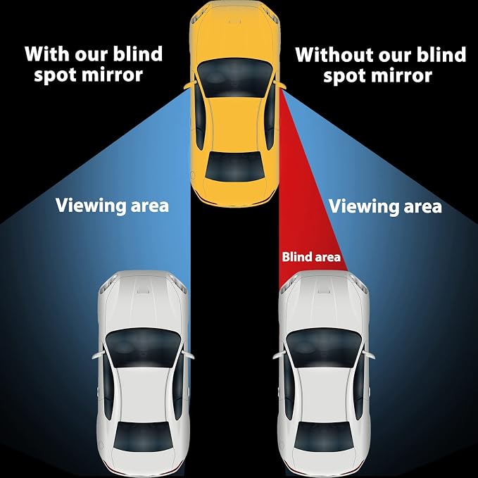 4 Pcs Blind Spot Mirrors 360 Degree 2 Inch Car Rear View Adjustable Wide View Angle Silver Round Glass Convex Mirrors Adjustable with Frame for Car SUV Truck Accessories