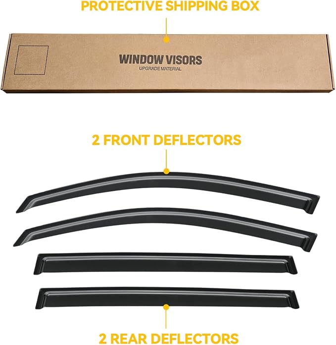 Window Visor for Volkswagen VW Tiguan 2009-2017, Out-Channel Rain Guards Shields Vent Deflector Shade Wind Dark Smoke for 09-17 Tiguan, Tape-On Outside-Mount, 4PCS