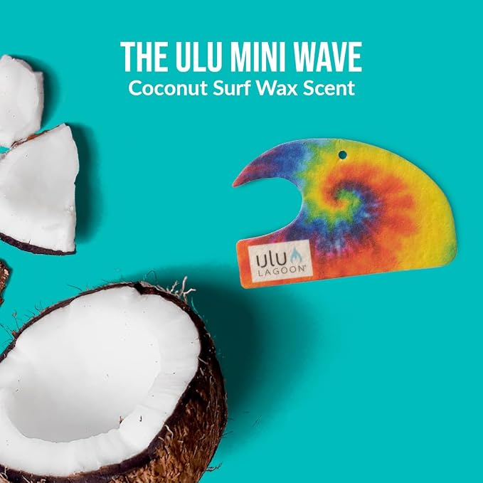 Hanging Car Air Freshener | Tropical Beach Coconut Surf Wax Scent Mini Wave | Long Lasting Car Freshener, Closet and Beyond | Made In USA | 3 Pack (Hippy)